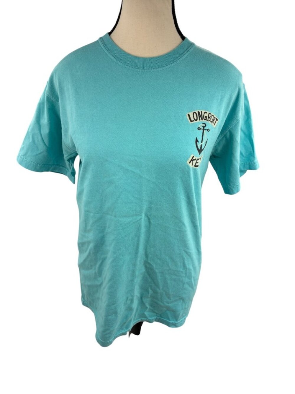 Comfort Colors Longboat Key Florida Anchor Graphic T-Shirt Womens Size S Blue
